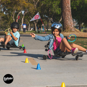 EzyRoller Drifter X side view in action, drift-ready and kid-friendly.