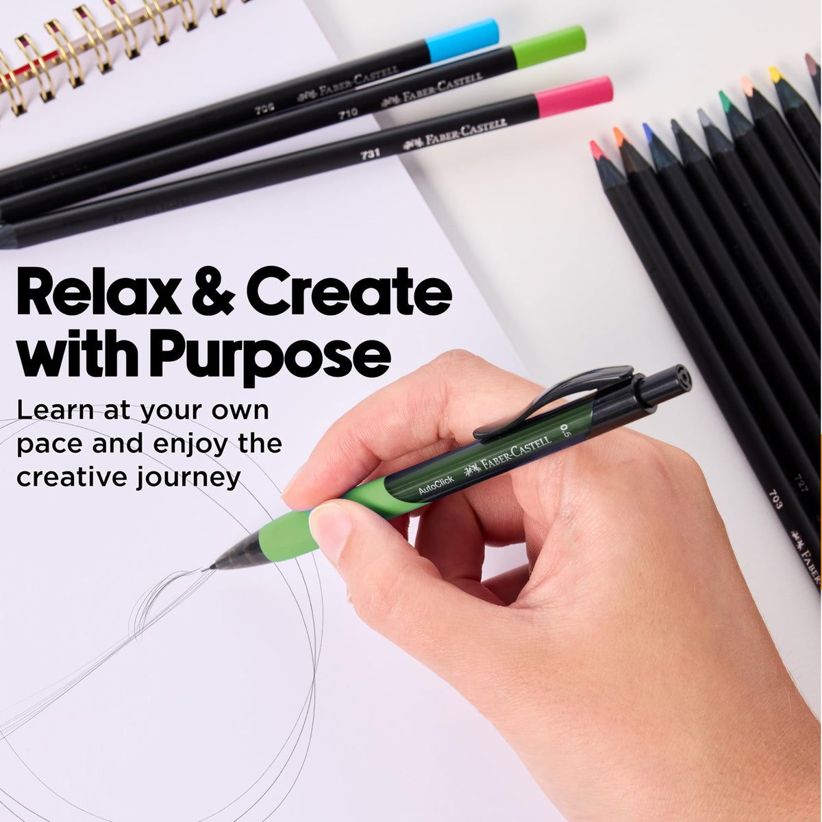 Refills and eraser accessory from the Faber-Castell kit for extended use