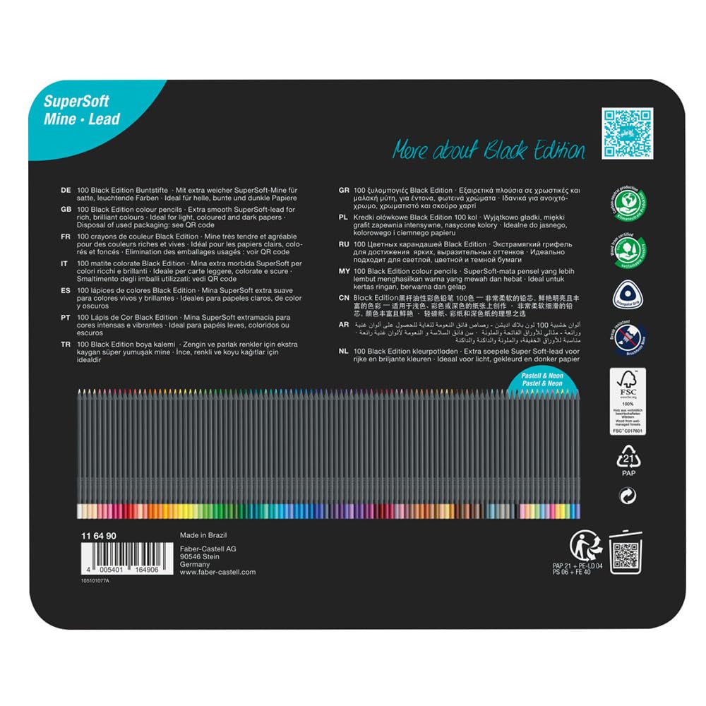 Eco-friendly wood from FSC-certified forests used in Faber-Castell Black Edition pencils.