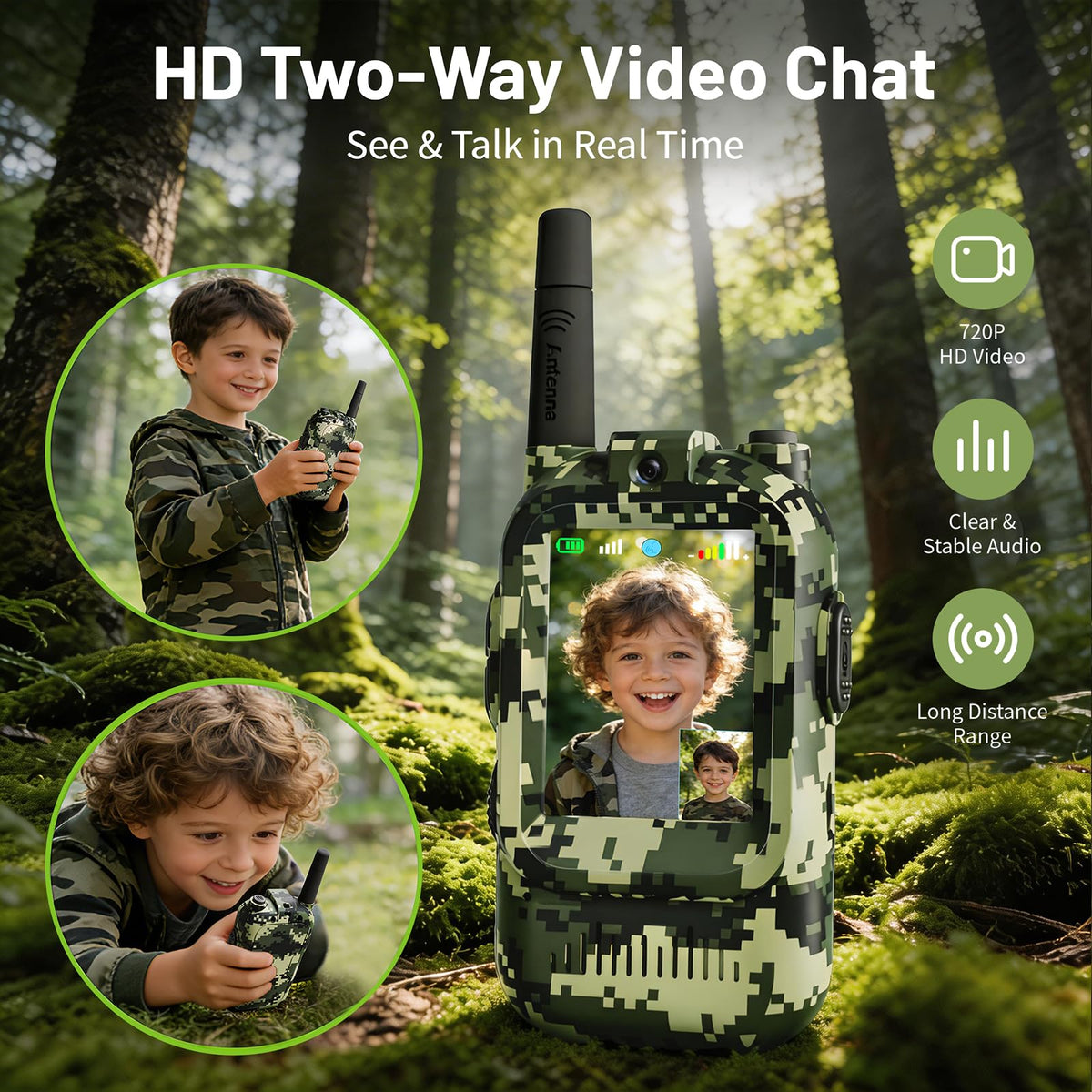 Fabeto camo video walkie talkies enable long range family adventures