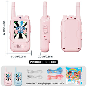 Fabeto Walkie Talkie Video pink-blue twin pack with anti-lost lanyards.