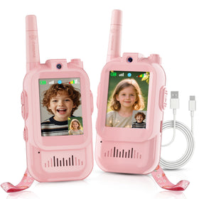 Fabeto Walkie Talkie with Video 2-Pack charging and battery life for outdoor play.