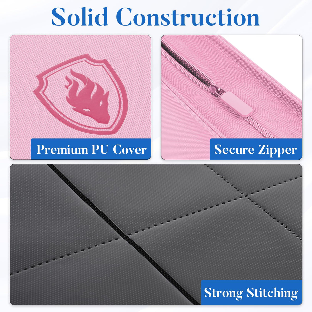 Fabmaker pink binder with 38 pages and archival sleeves preserves card condition