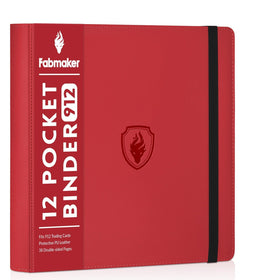 Fabmaker 12-pocket binder with red PU cover protects cards safely.