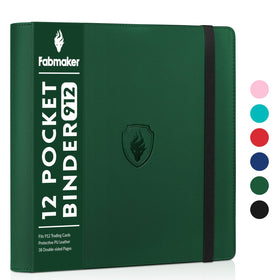Fabmaker Premium card binder front cover in dark green, durable PU exterior.