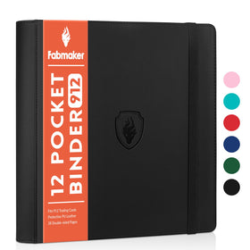 Fabmaker premium 12-pocket binder front cover for stylish organization of game and sports cards.