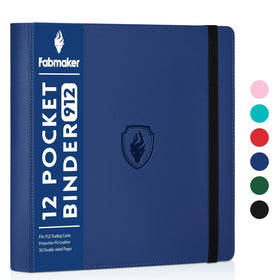 Fabmaker premium binder front view with navy cover provides durable protection for card collections.