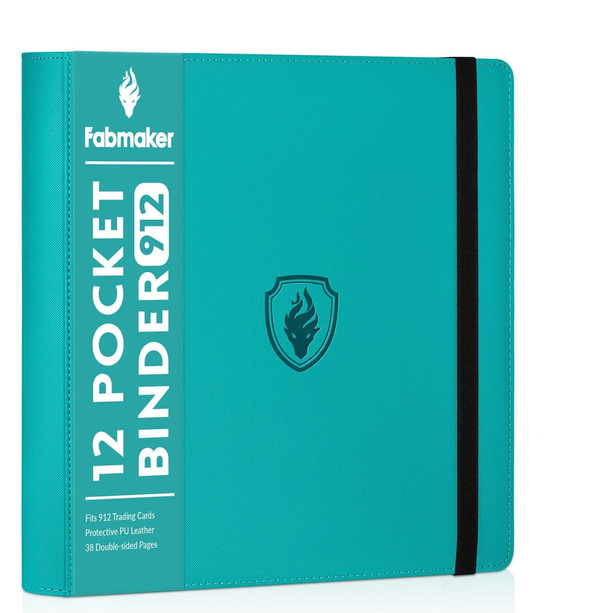 Fabmaker premium 12-pocket card binder teal cover, durable PU exterior for lasting protection.
