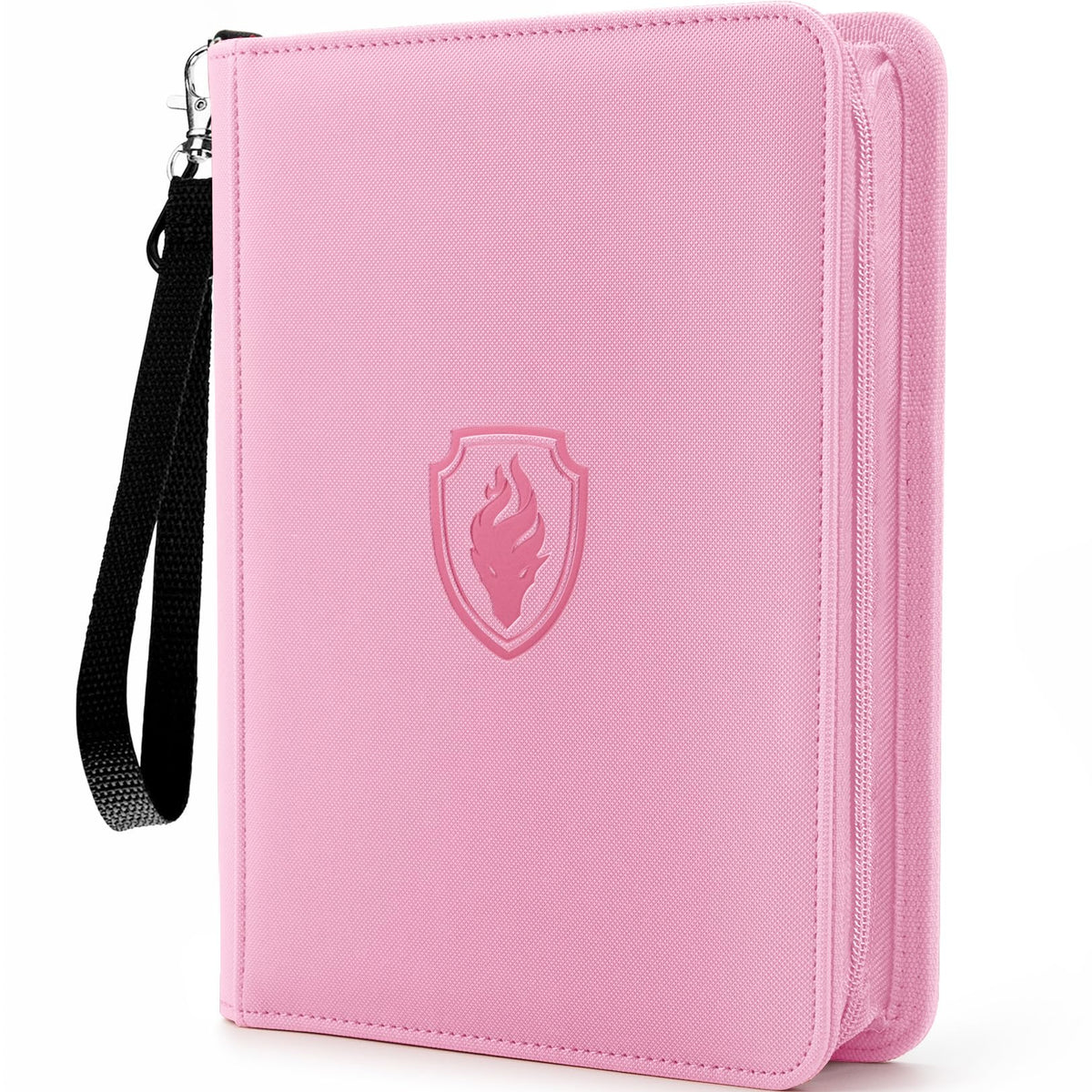 Fabmaker Premium 4-Pocket Binder in pink protects 320 cards while traveling