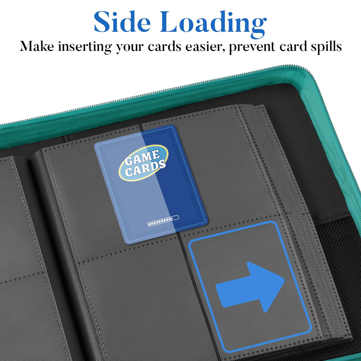 Fabmaker binder opened to reveal padded sheets and display-ready sleeves