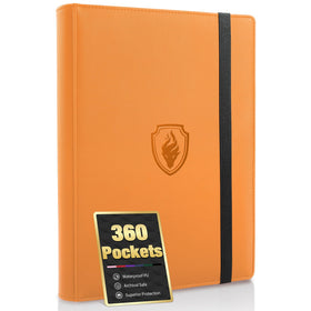 Fabmaker premium 9-pocket binder front cover in orange protects cards with style