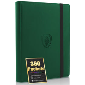 Fabmaker 9-pocket binder front cover in dark green PU leather with embossed logo.
