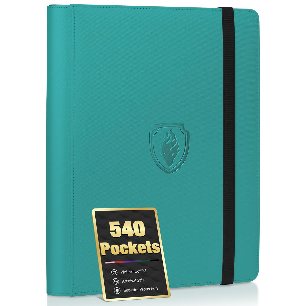 Fabmaker premium 9-pocket binder with turquoise cover, showing a sleek front cover and durable styling.