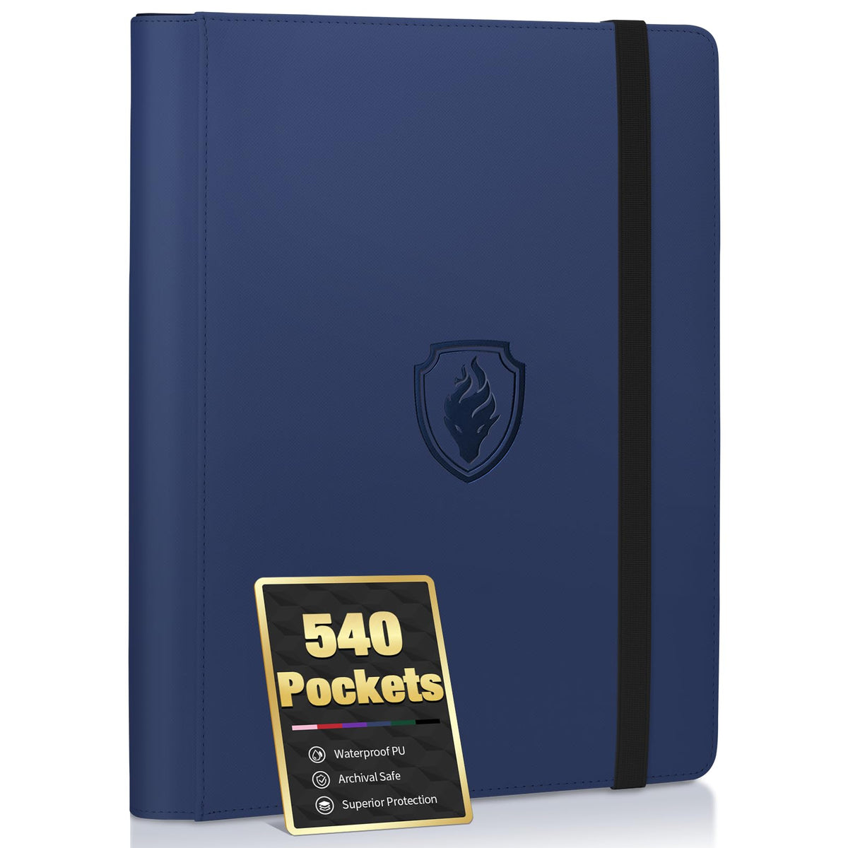 Fabmaker Premium 9-pocket binder front cover in navy PU leather for durability and style