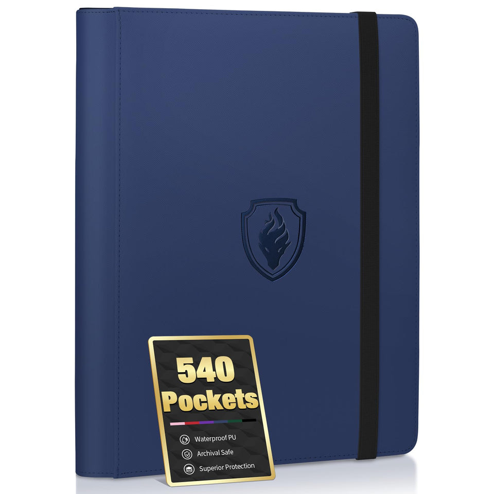 Fabmaker Premium 9-pocket binder front cover in navy PU leather for durability and style