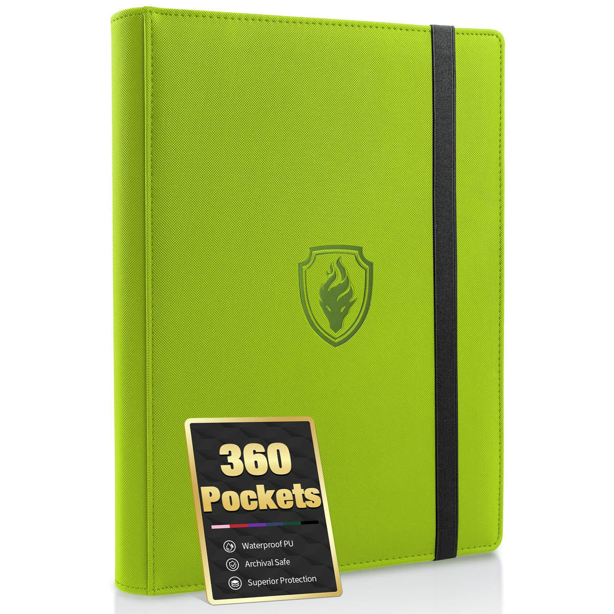 Fabmaker premium 9-pocket binder front green, stylish card storage on the go.