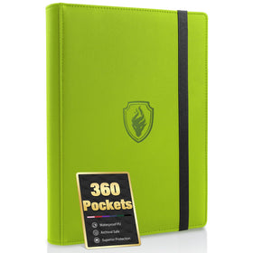 Fabmaker premium 9-pocket binder front green, stylish card storage on the go.
