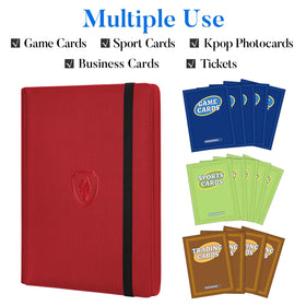 Side-loading pockets keep cards secure during handling in the Fabmaker binder.