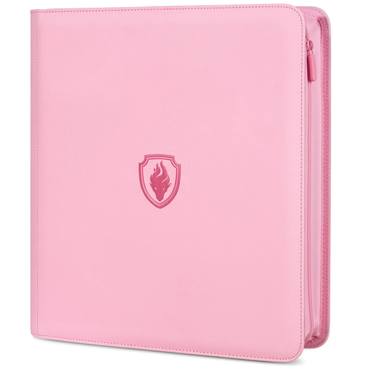 Fabmaker pink 12-pocket binder demonstrates 912-card capacity for organized collection