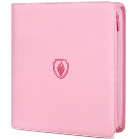 Fabmaker pink 12-pocket binder demonstrates 912-card capacity for organized collection