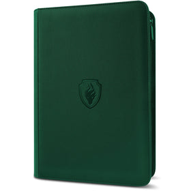Fabmaker premium zip card binder with dark green cover protects cards from dust and moisture.