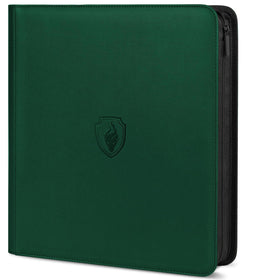 Fabmaker Premium Zip Card Binder front view in green for organized collections.