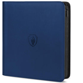 Fabmaker Premium Zip Card Binder front view in navy blue, ideal for organized trading card storage