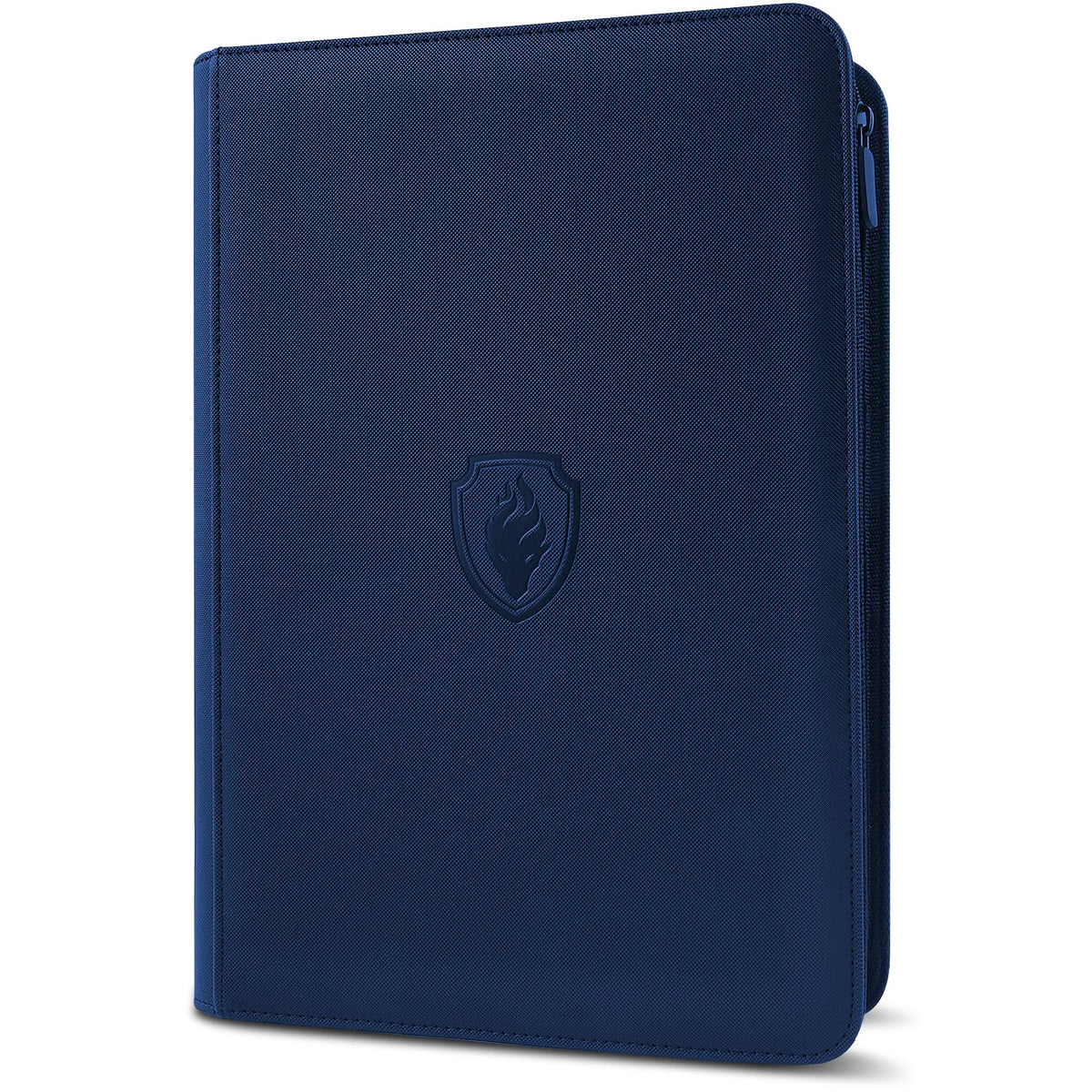 Fabmaker Premium Zip Card Binder navy cover protects your collection on the go.