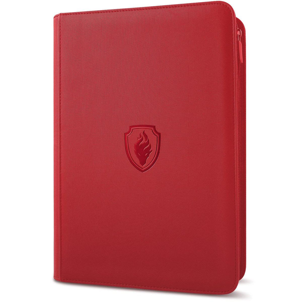 Fabmaker premium zip binder with red cover protects your collection