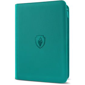 Fabmaker Premium Zip Card Binder with turquoise cover protects valuable cards on the go.