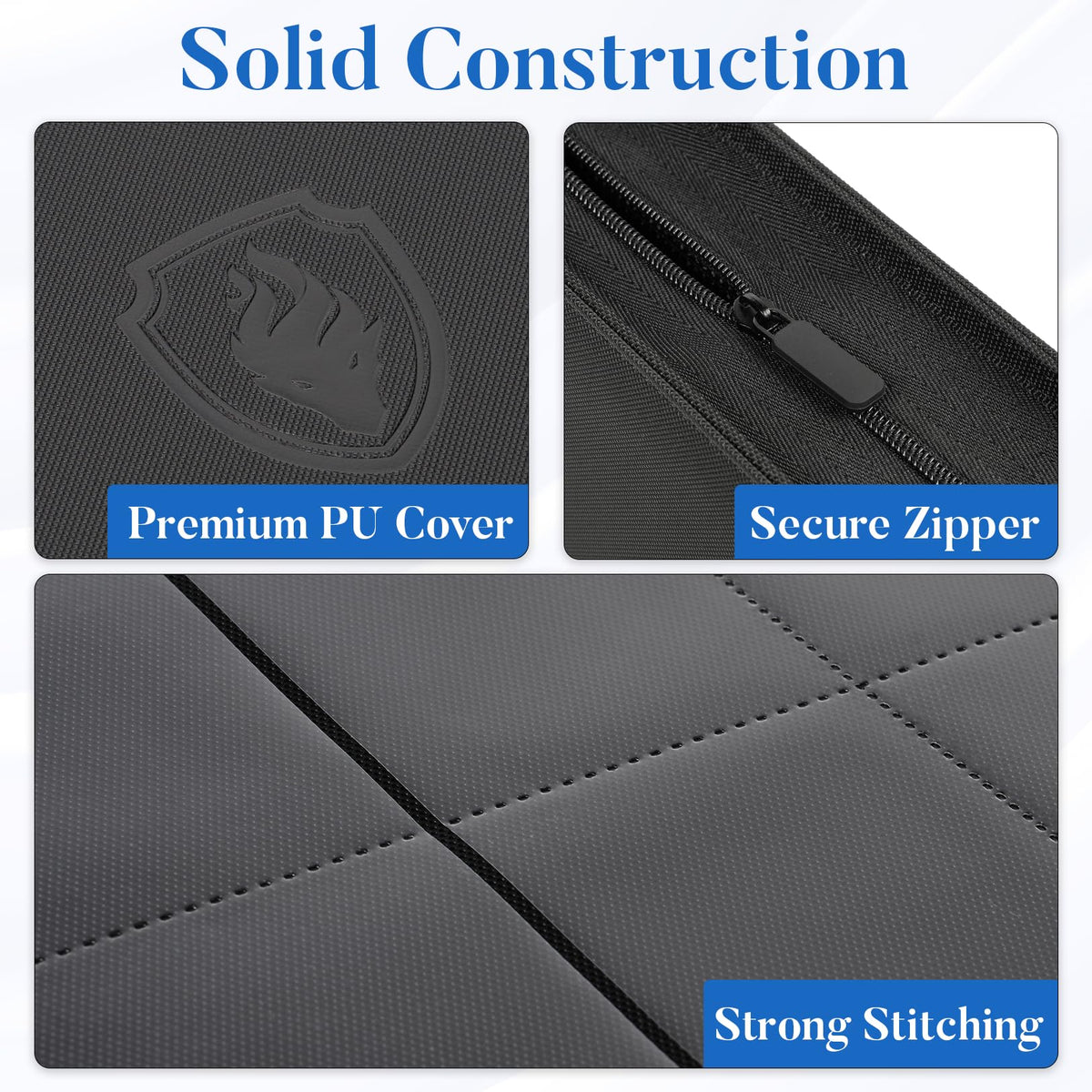 Fabmaker Premium Zip Card Binder zip closure protects cards from dust and spills
