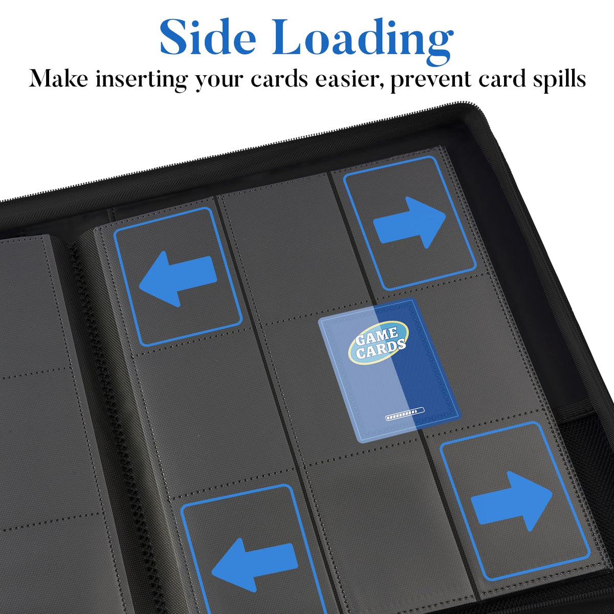 Fabmaker side-loading pockets ease insertion while protecting cards.