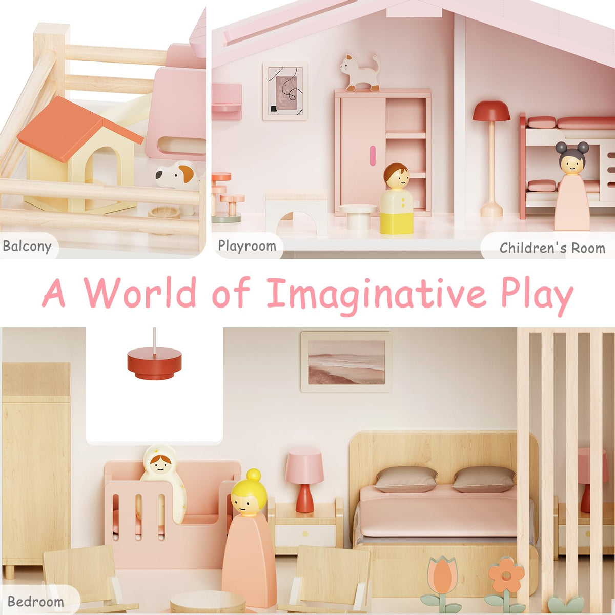 Fabuday dollhouse balcony captures sunny, outdoorsy pretend moments.