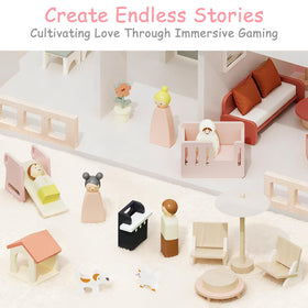 Fabuday dollhouse dining room promotes shared meals and stories.