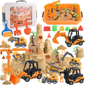 Faburo 34Pcs sand kit in front view for imaginative construction play and learning.