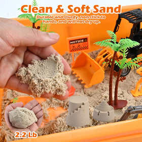 Faburo portable storage box keeps sand and pieces organized for quick cleanup.