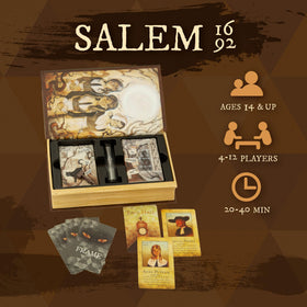 Facade Dark Cites Salem 1692 cards pile highlighting strategic depth