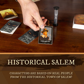 Facade Dark Cites Salem 1692 rulebook inside with biographies for immersion
