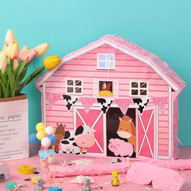 Faccito farm theme banner decor adds bright color to any venue.