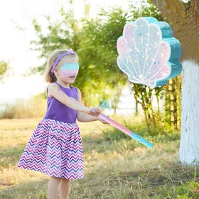 Faccito Mermaid tail pinata hanging setup ready for play.
