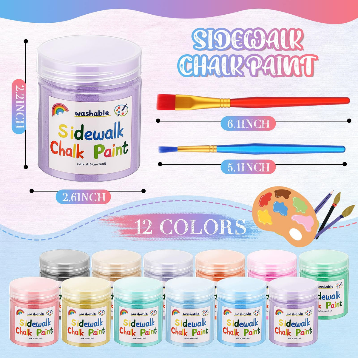 Faccito eight-brush set for easy sidewalk painting and blending.