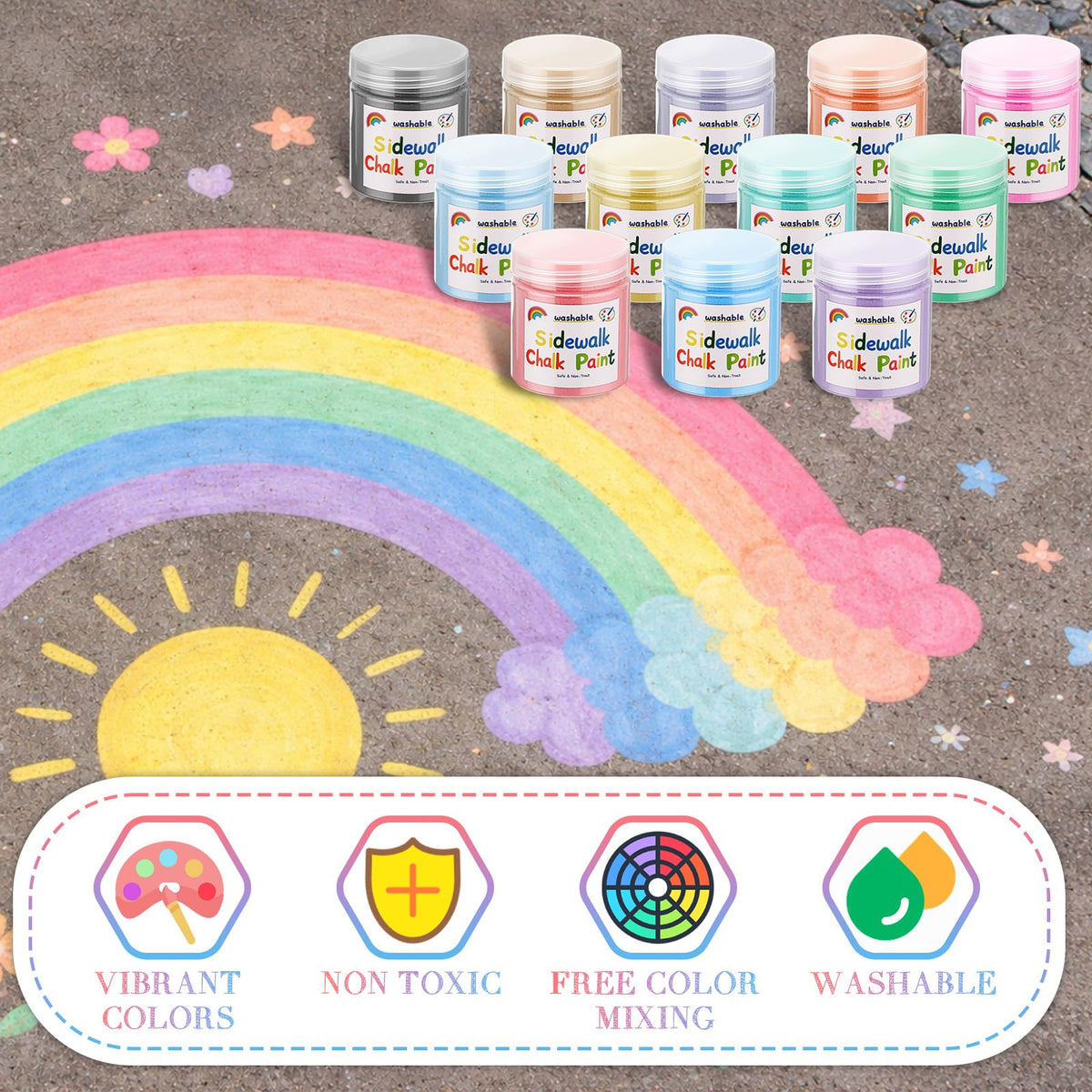 Faccito 12-color palette for vibrant chalk color mixing.