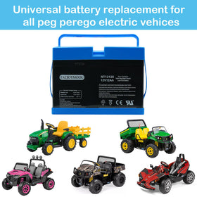 FACJOYMOOU 12V battery for Peg Perego John Deere loader quick swap