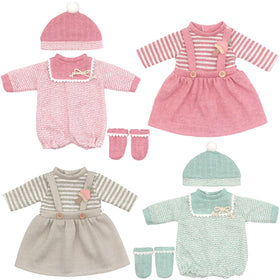 FADALEA 4-pack doll clothes with dress, hat, and socks for easy outfit changes.