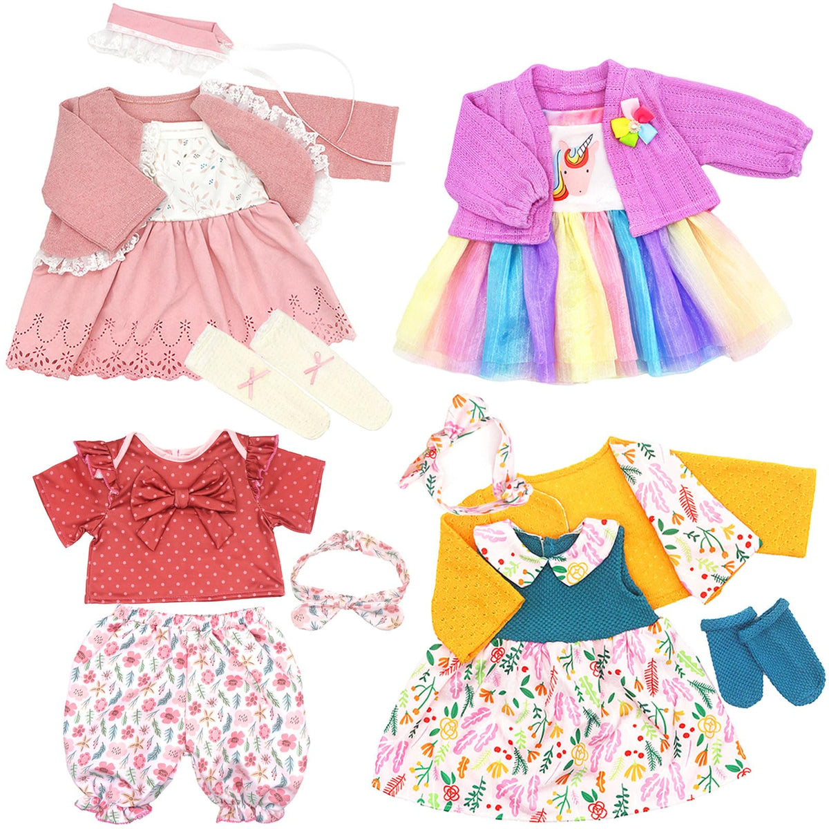 FADALEA dress and coat set for 18-20 inch reborn dolls, soft fabric.