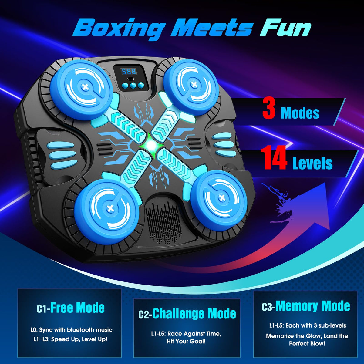 Faentwc boxing machine with Bluetooth sync for rhythm-based play