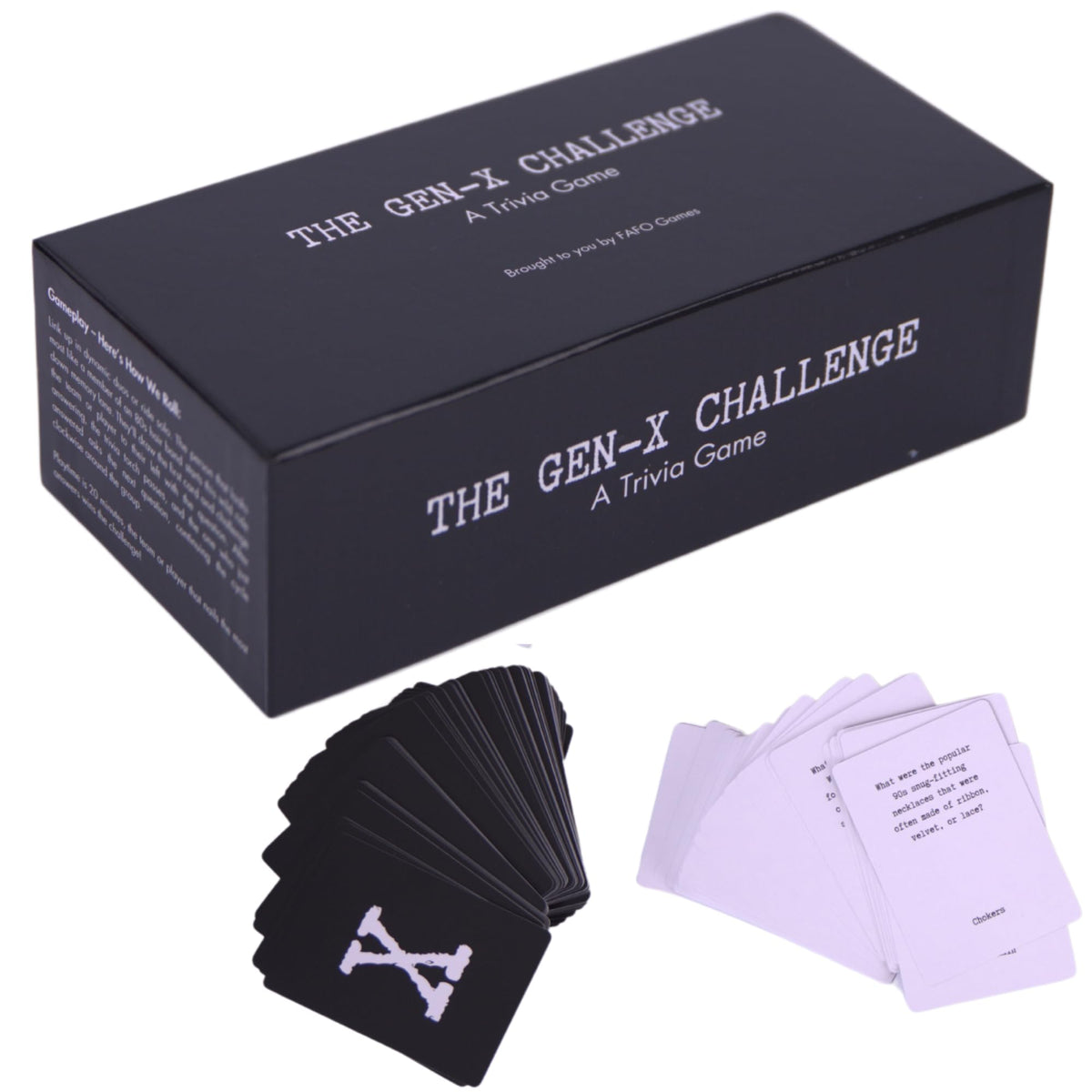 FAFO GAMES Gen-X Challenge card closeup — vibrant questions spark conversations.