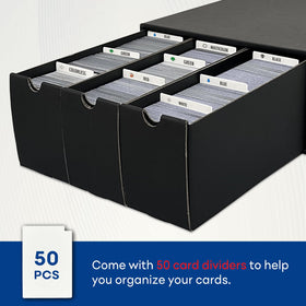 Fageverld 50 dividers organize cards by type and set.