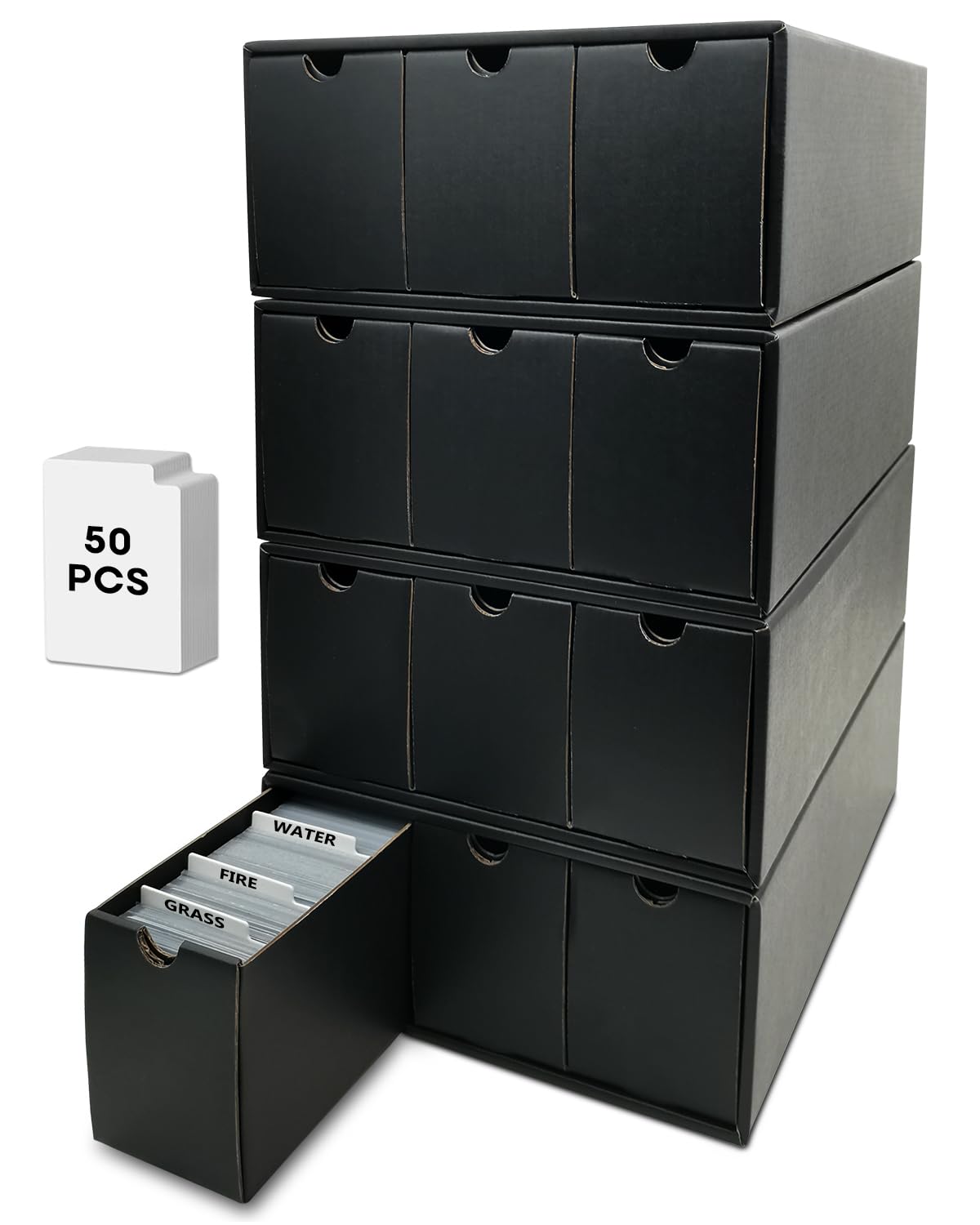 Fageverld trading card storage box with drawers for quick access.