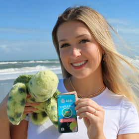 Fahlo Tracking Plush packaged in gift-ready packaging that supports conservation.